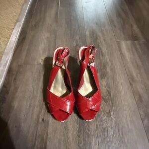 Audrey Brooke Red Slingback Sandals